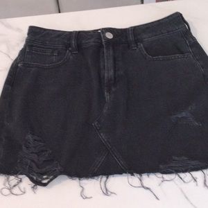 Pacsun black denim fringe detail mini skirt, 25.